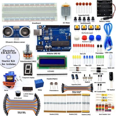 Electrobot DIY Ultrasonic Distance Sensor Starter Kit for UNO R3, LCD1602, Breadboad Educational Electronic Hobby Kit