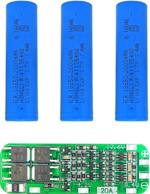 Universal Hub COMBO OF 3PCS 2000MAH LITHIUM BATTERY AND 3S 20AMP BMS FOR BATTERY PROTECTION Electronic Components Electronic Hobby Kit