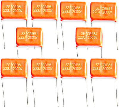 AVISRI 10 Pieces 223J 2000 Volt 0.022uF Polyester Capacitor Electronic Components Electronic Hobby Kit