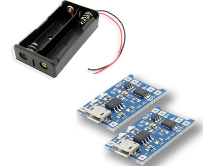 Universal Hub COMBO OF 2PCS TP4056 MICRO USB & 18650 2SLOT BATTERY HOLDER FOR LITHIUM BATTERY Electronic Components Electronic Hobby Kit