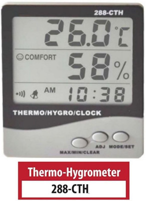 BALRAMA HTC 288-CTH Thermo-Hygrometer Clock Digital Humidity Meter Temperature Tester Digital Multimeter(2000 Counts)