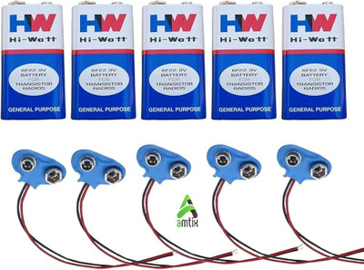 Amtx 9 VOLTS HW BATTERY with Connector, pack of 5 Educational Electronic Hobby Kit