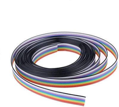 BE Components Rainbow Color Flat Ribbon Wire – 5 Meter, Multicolor Flexible Cable Electronic Components Electronic Hobby Kit