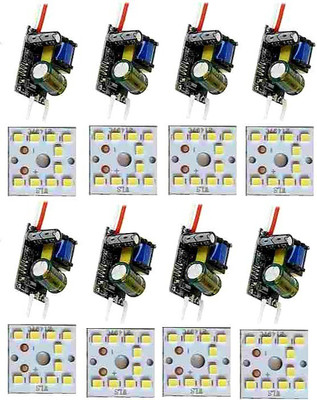 SHIVSHAKTI ( pack of 8 ) 9watt Driver with MCPCB 9watt white color led bulb raw material Light Electronic Hobby Kit