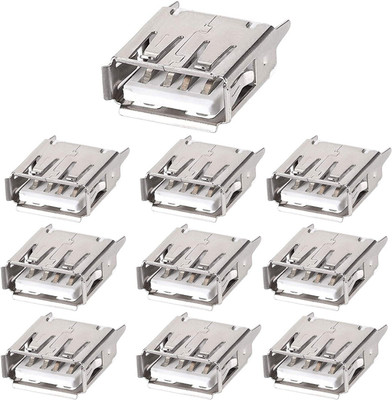 SYMFONIA Straight Angled Solder A Type USB 2.0 Female 4-Pin PCB Socket Connector Soldering Jack (Pack of 10) Electronic Components Electronic Hobby Kit