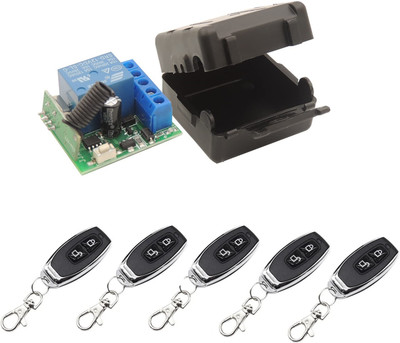Roboway 433Mhz Wireless Remote Control DC12V 1CH Relay Receiver 1 Module With 5 Remote Electronic Components Electronic Hobby Kit