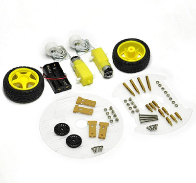DHRUV-PRO 2WD Mini Round Double-Deck Smart Robot Car Chassis DIY Kit Electronic Components Electronic Hobby Kit