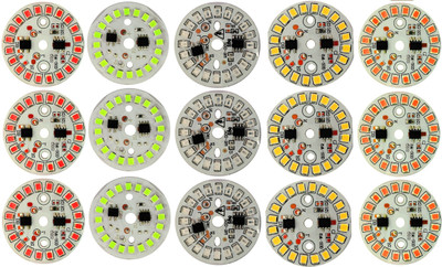 Wetrix 15 Pieces (3-Each of 5 Color) 9 Watt Super Bright DOB MCPCB 20 SMD LED On Board Light Electronic Hobby Kit