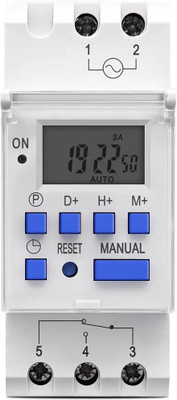 Safefy Daily/Weekly Digital LCD Control Counter/Time Timer Relay Switch 30A/240V AC Programmable Electronic Timer Switch(White)