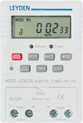 Leyden LE620S, 30A, 220V, 18 Programs, Delay & Cyclic Timer for Bell Light Motor Fogger Programmable Electronic Timer Switch(White)