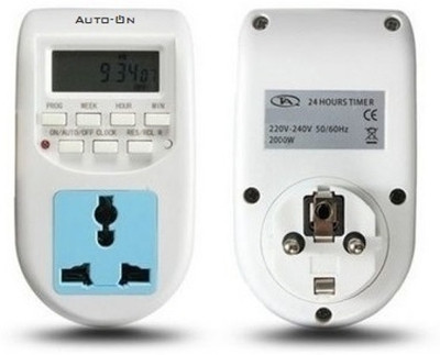 Auto on Electrical Digital Timer (6 Ampere load) (Plug type) Indoor Plug-In Electronic Timer Switch(White)