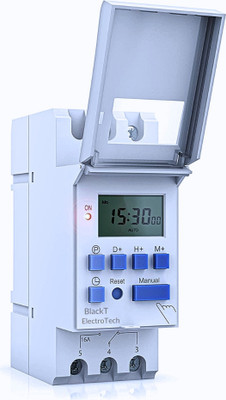 Blackt Electrotech 250VAC Digital LCD Display Programmable Timer DIN Rail Type Programmable Electronic Timer Switch(White)