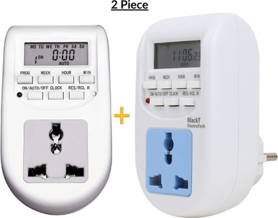 Blackt Electrotech BT41P0 24x7 Digital Programmable Automatic Timer Switch plug For Lights, Heating Programmable Electronic Timer Switch(White)