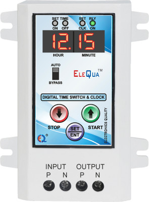 ELEQUA Digital Timer Switch And Clock For Auto ON and Off -30Amp/2HP(10Programm /Day) Programmable Electronic Timer Switch(White)