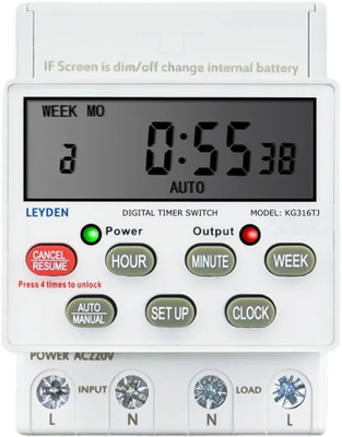 Leyden KG316TJ, 30A, 220VAC, 16 On/Off Program, ON-Off Delay & Cyclic Timer Switch Programmable Electronic Timer Switch(White)