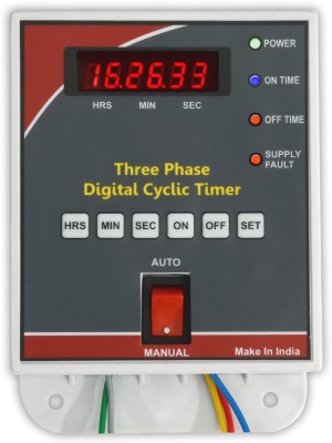 Magnus M-1124 Three Phase Digital Cyclic Timer with Inbuild Single Phase Preventer Programmable Electronic Timer Switch(White)