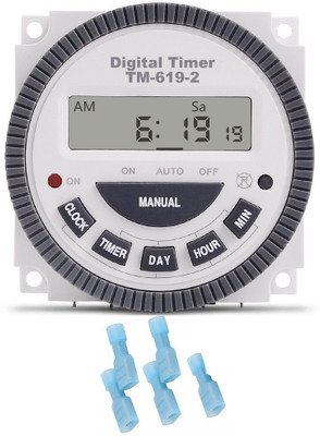 Divinext Frontier Digital Timer TM619H-2 30 Amps 5 Pin Microprocessor Control with Thimbles Programmable Electronic Timer Switch(White, Blue)