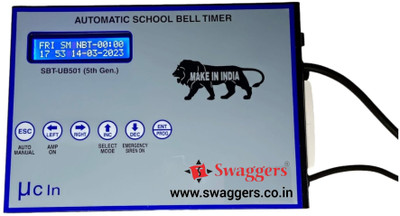 SWAGGERS Multipurpose Automatic School Bell Timer compatible for Amplifier and Speaker Programmable Electronic Timer Switch(Grey)