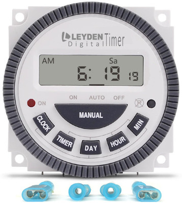 Leyden 30 Amps, TM619H-2 High Quality Digital Programmable Timer 4 pin - 18 Programs - replaceable battery Programmable Electronic Timer Switch (White) Programmable Electronic Timer Switch(White)