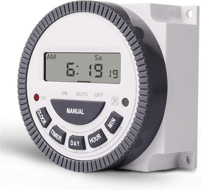 GoodsBazaar TM619H-2 30A 18 Programs with Clock and Auto Cut Off Function 4Pin 230 Volt AC Programmable Electronic Timer Switch(Multicolor)
