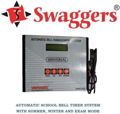 SWAGGERS Automatic School Bell Timer System with 4Inch Gong Bell(30 Programmings per day) Programmable Electronic Timer Switch(Black, Grey)