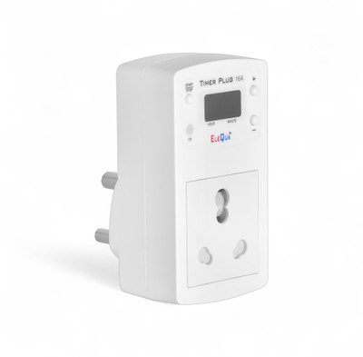 ELEQUA 16A Auto Power Cut-Off Timer Plug for Pump, E-Bike Charger, Geyser Indoor Plug-In Electronic Timer Switch(White)