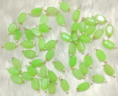 The Giftery Flat Oval Glass Hanging Beads ( MINT GREEN ) Embroidery Hoop(Pack of 100)