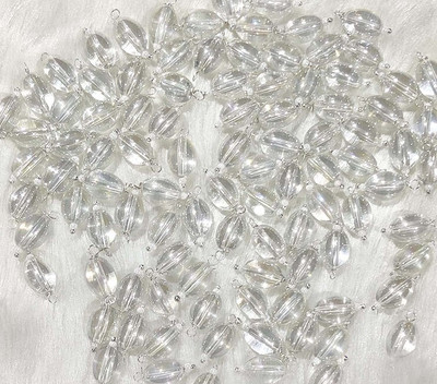 The Giftery Oval Shape Glass Hanging Beads (Transparent) Embroidery Hoop(Pack of 100)