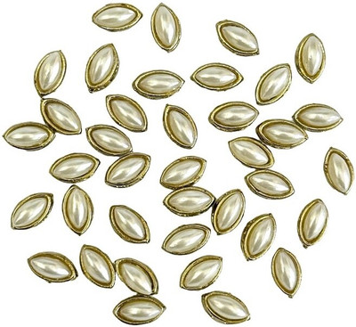 The Giftery Kundan Stones(EYE Shape, Cream Color) Embroidery Hoop(Pack of 100)