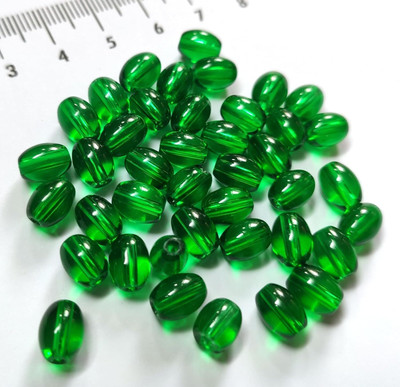 The Giftery Glass Oval Beads (Green) Embroidery Hoop(Pack of 100)