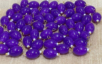 The Giftery Oval Shape Glass Hanging Beads (PURPLE) Embroidery Hoop(Pack of 100)