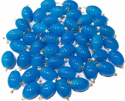 The Giftery Oval Shape Glass Hanging Beads (Blue) Embroidery Hoop(Pack of 100)