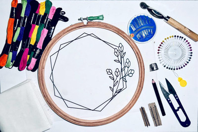 KHUSHA CREATIONS DIY Embroidery Kit/Embroidery Hoop With Threads,Tools&Design Combo for Beginners
