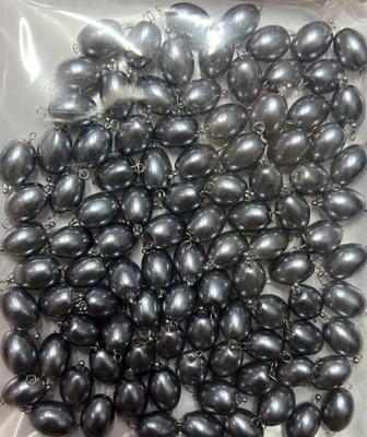 The Giftery Oval Glass Hanging Beads (METALLIC GREY) Embroidery Hoop(Pack of 100)
