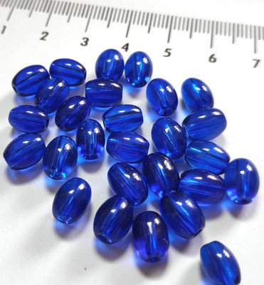 The Giftery Glass Oval Beads(Dark blue) Embroidery Hoop(Pack of 100)