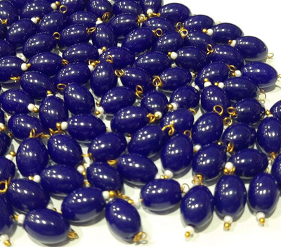The Giftery Oval Shape Glass Hanging Beads ( Ink Blue) Embroidery Frame(Pack of 100)