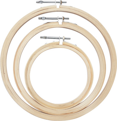 ASIAN HOBBY CRAFTS Wooden Embroidery Hoop Ring Frame Iron Key : Set of 3 Embroidery Hoop(Pack of 6)