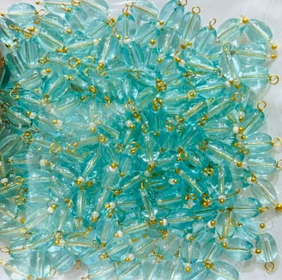 The Giftery Oval Glass Hanging Beads (SKY BLUE) Embroidery Hoop(Pack of 100)