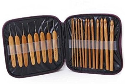 WildCard India Baby Knitting Needles Handle Bamboo Crochet Hooks 20pcs/Set Embroidery Hoop(Pack of 20)