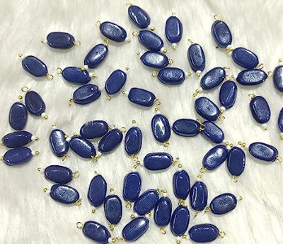 The Giftery Flat Oval Glass Hanging Beads ( Dark Blue) Embroidery Hoop(Pack of 100)