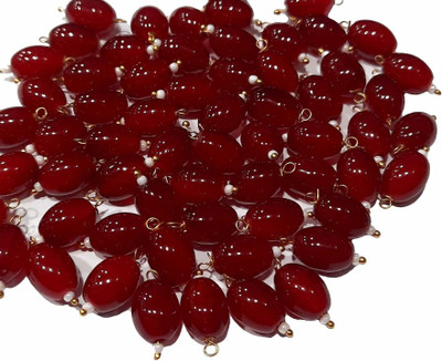 The Giftery Oval Shape Glass Hanging Beads(MAROON)01 Embroidery Hoop(Pack of 100)