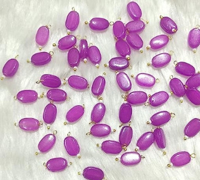 The Giftery Flat Oval Glass Hanging Beads (MAGENTA ) Embroidery Hoop(Pack of 100)