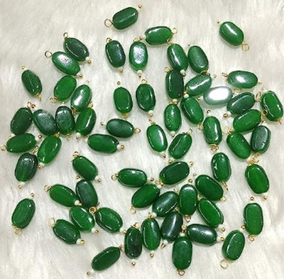 The Giftery Flat Oval Glass Hanging Beads ( DARK GREEN Pack of 100) Embroidery Hoop(Pack of 100)