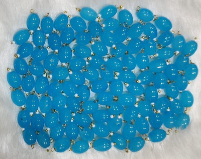 The Giftery Oval Shape Glass Hanging Beads (Blue 2024) Embroidery Frame(Pack of 100)