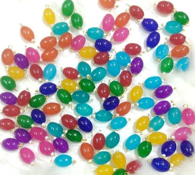 The Giftery Oval Shape Glass Hanging Beads ( multi big) Embroidery Hoop(Pack of 100)