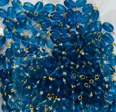 The Giftery Oval Glass Hanging Beads (Royal Blue) Embroidery Hoop(Pack of 100)