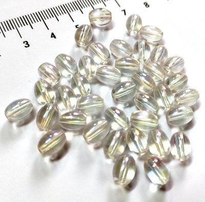 The Giftery Glass Oval Beads(Transparent) Embroidery Hoop(Pack of 100)