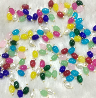 The Giftery Oval Shape Glass Hanging Beads(MULTI3) Embroidery Hoop(Pack of 100)