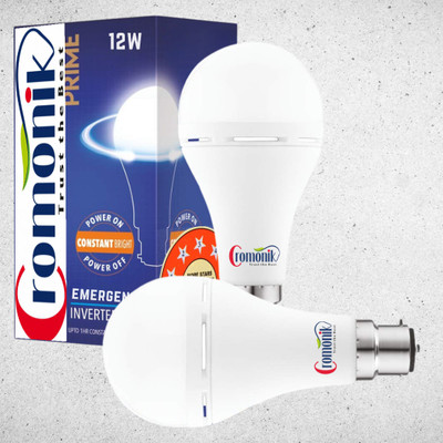 Cromonik (Pack of 2)-12W Backup Rechargeable LED Light Bulb 4 hrs Bulb Emergency Light(White)