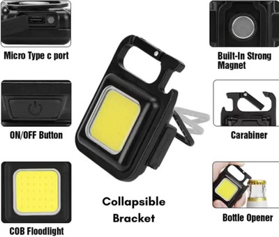 ZQY Multifunction Keychain LED Light with_Bottle Opener Keychain 4 hrs Torch Emergency Light(Black)